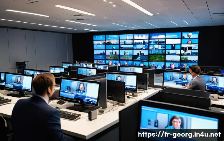 조지아의 주요 신문과 언론 - A modern Georgian newsroom blending traditional and digital media elements: a diverse team of journa...